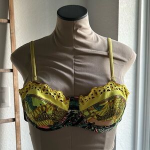 Maaji Yellow Multicolor Cutout-Trim Balconette Bikini Top